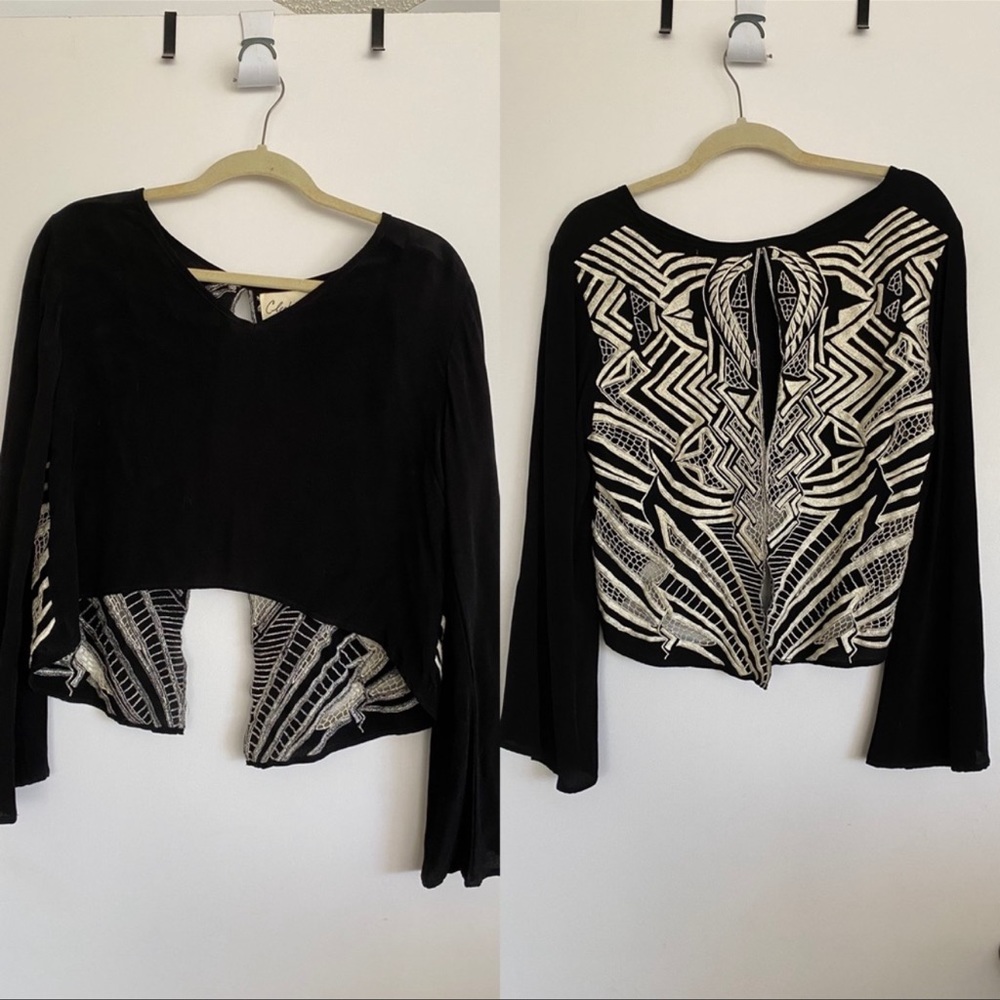 RARE Silk black CLEOBELLA top